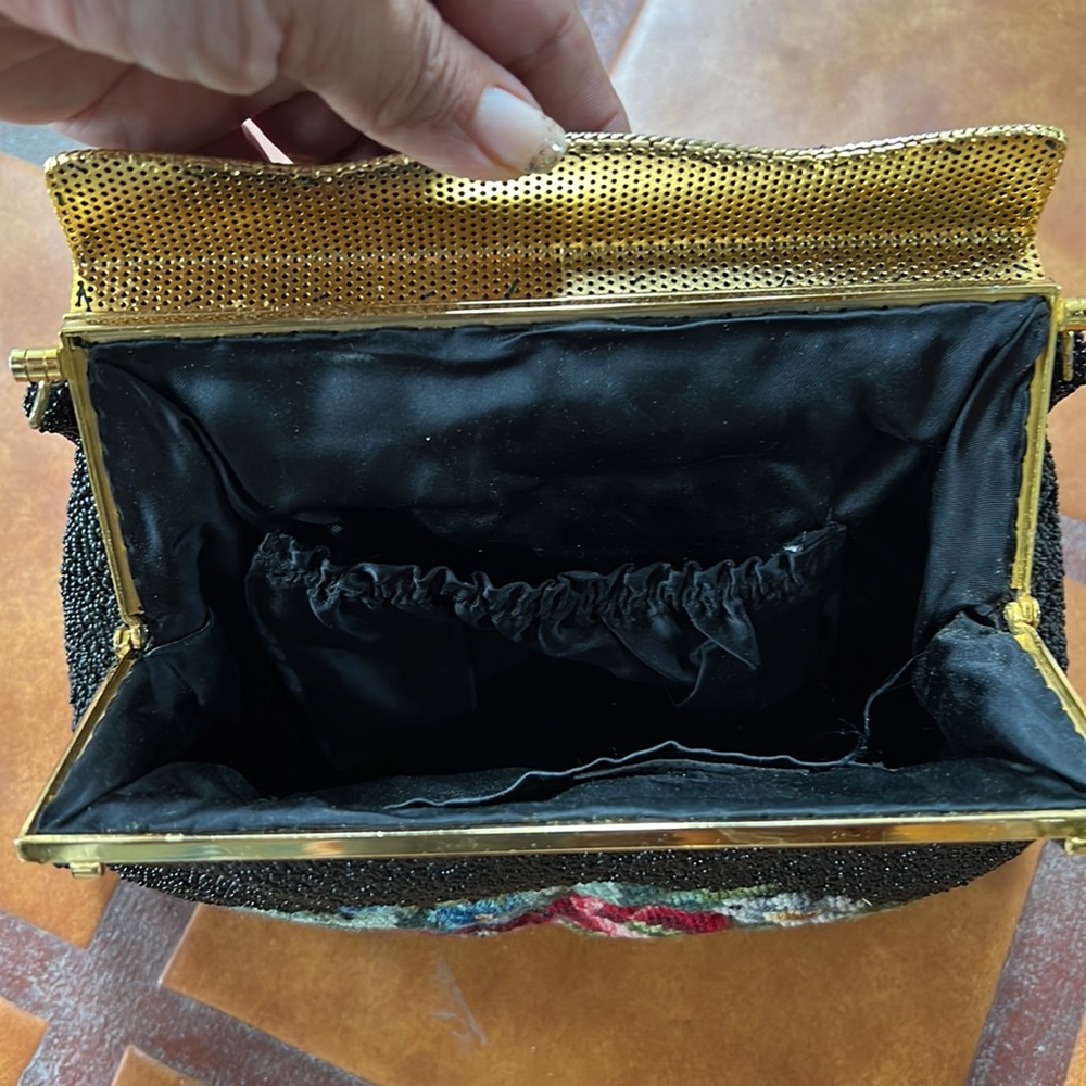 Vintage Beaded Handbag Gold Flap Hinge Stunning - Picture 5 of 9